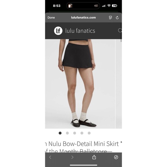 Lululemon Nulu Bow-Detail Mini Skirt Balletcore Skort Black Women's Small NWT - Picture 4 of 5